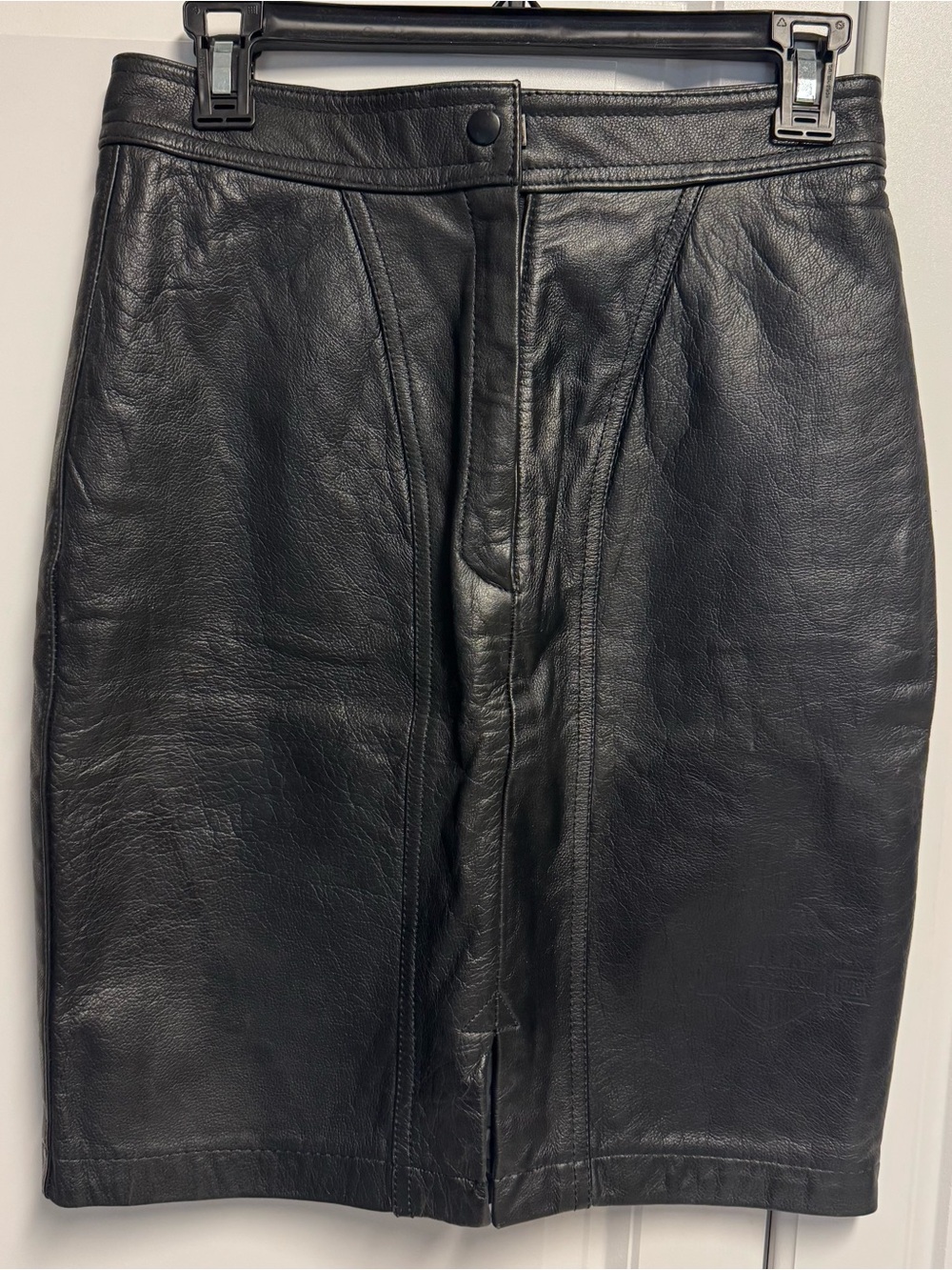 Vintage Harley Davidson Genuine Leather Black Skirt Med Y2K Biker Motorcycle